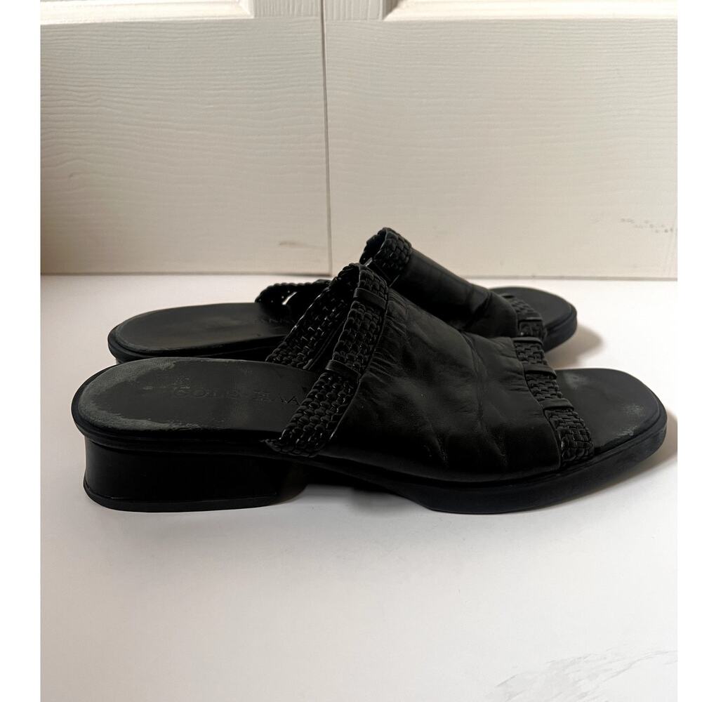 Cole Haan Y2K Wedge Slides Black Leather Size 8